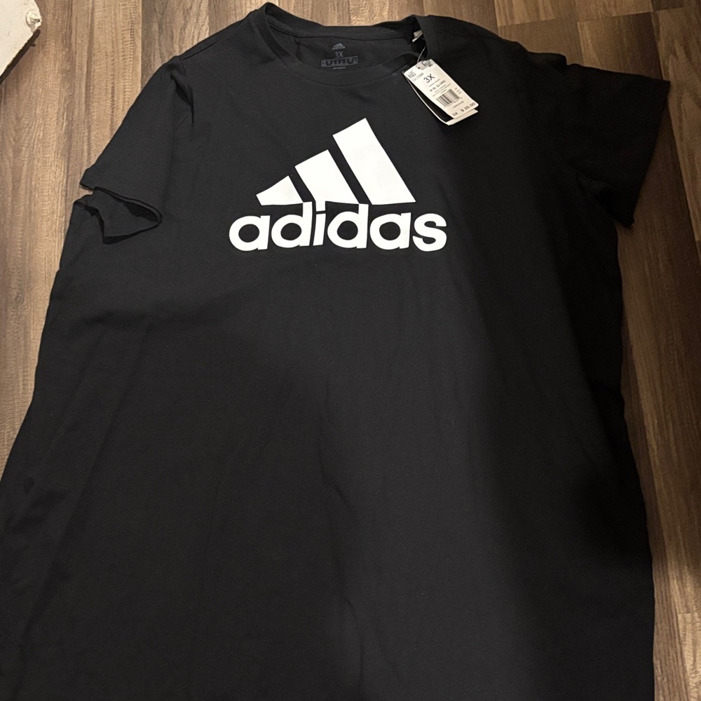 Adidas Men's Black Tee with White Logo